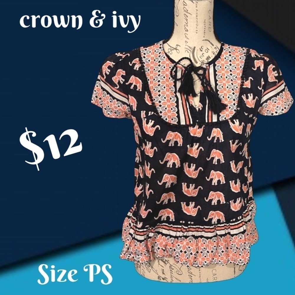 PS babydoll navy blue elephant shirt